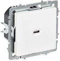 Розетка СП BRITE РЮ12-1-БрАБ USB C 65Вт высокоскор. заряд. арктич. бел. IEK BR-U13-065-K91