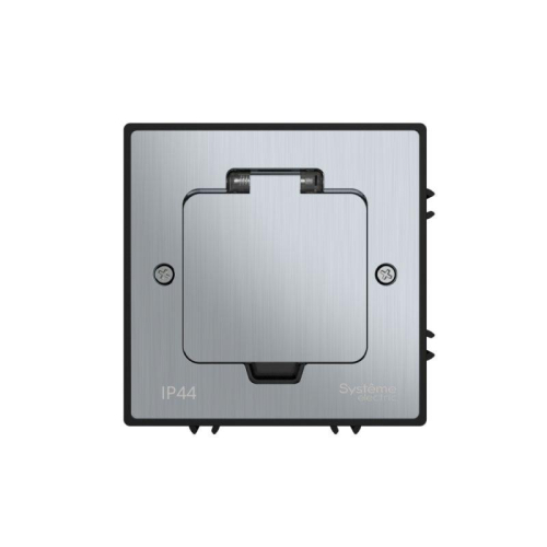 Лючок MultiDesk MDK21 с розеткой 2P+E 16А 250В IP44 с монтажной коробкой для бетонных полов серебр. SE MDK21202SC фото 3