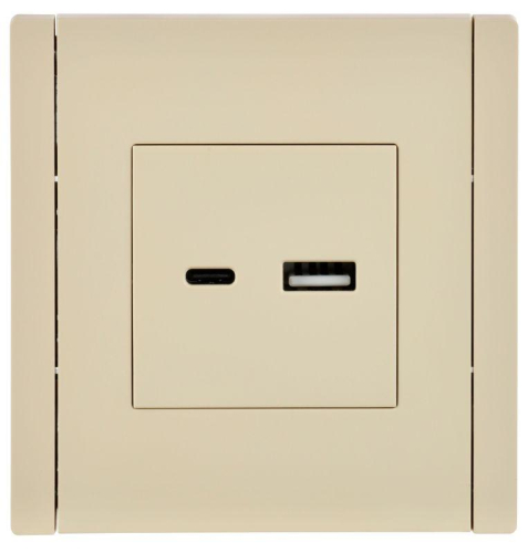 Розетка USB A+C 3.1А FORTE&PIANO FP450 ваниль IEK FP-U22-D31-K10 фото 2 Розетка USB A+C 3.1А FORTE&PIANO FP450 ваниль IEK FP-U22-D31-K10 фото 2