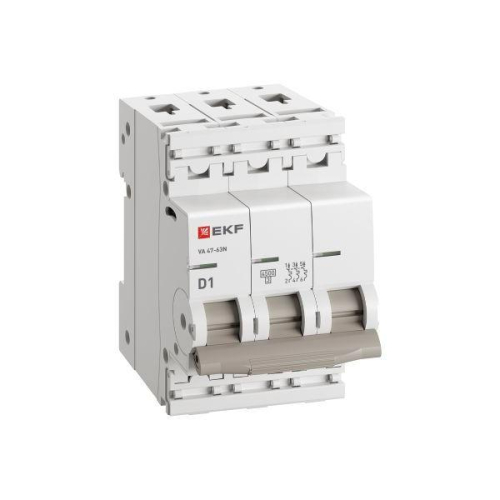 Выключатель автоматический 3п D 1А 4.5кА ВА 47-63N PROxima EKF M634301D фото 2 Выключатель автоматический 3п D 1А 4.5кА ВА 47-63N PROxima EKF M634301D фото 2