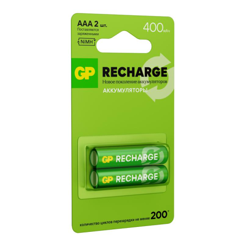 Аккумулятор AAA/HR03 RECHARGE 1.2В 400мА.ч 40AAAHCV-2CRSBC2 16/96 (блист.2шт) GP 20250 фото 2 Аккумулятор AAA/HR03 RECHARGE 1.2В 400мА.ч 40AAAHCV-2CRSBC2 16/96 (блист.2шт) GP 20250 фото 2