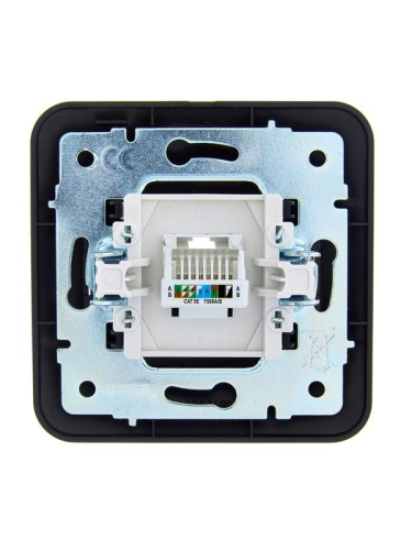 Розетка компьютерная 1-м СП ASTI IP20 RJ45 в сборе Cat 5e черн. бархат LEZARD 7081-4242-139 фото 2