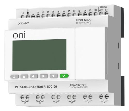 Модуль ЦПУ ПЛК 430 6 DI 6 UI (0-10В/DI) 6 RO 24В DC с экраном ONI PLR-430-CPU-12U06R-1DC-00 фото 3