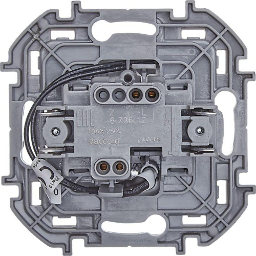 Выключатель 1-кл. Inspiria 10А IP20 250В 10AX с подсветкой/индикацией механизм алюм. IEK 673612 фото 5