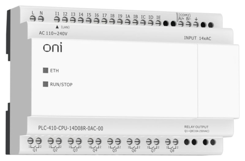 Модуль ЦПУ ПЛК 410 14 DI 8 RO 220В AC с Ethernet портом без экрана ONI PLC-410-CPU-14D08R-0AC-00 фото 4 Модуль ЦПУ ПЛК 410 14 DI 8 RO 220В AC с Ethernet портом без экрана ONI PLC-410-CPU-14D08R-0AC-00 фото 4