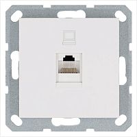 Розетка компьютерная 1-м RJ45 IP20 кат. 5E механизм бел. глянцевый Jasmart G6105W