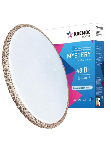 Светильник светодиодный Classic MYSTERY 48Вт 230В 6500К 3120Лм 390х76мм настенно-потолочный бронза КОСМОС KCMist48W_6500 фото 2