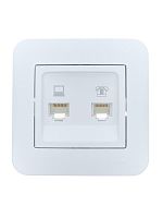 Розетка компьютерная+телефонная 2-м СП ASTI RJ45 + RJ11 в сборе бел. LEZARD 7081-0202-143