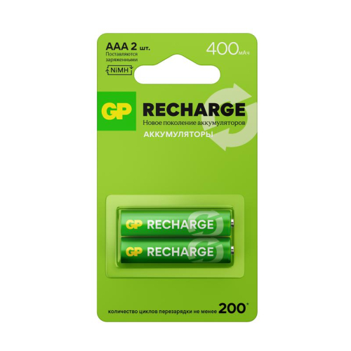 Аккумулятор AAA/HR03 RECHARGE 1.2В 400мА.ч 40AAAHCV-2CRSBC2 16/96 (блист.2шт) GP 20250 Аккумулятор AAA/HR03 RECHARGE 1.2В 400мА.ч 40AAAHCV-2CRSBC2 16/96 (блист.2шт) GP 20250
