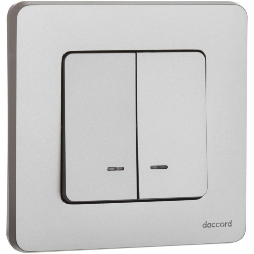 Выключатель 2-кл. Inspiria 10А IP20 250В 10AX с подсветкой/индикацией механизм алюм. IEK 673632 фото 3