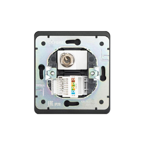 Розетка компьютерная + телевизионная СП ROUND MIELE RJ45 кат6 + TV оникс Kranz KR-78-0722-3 фото 3