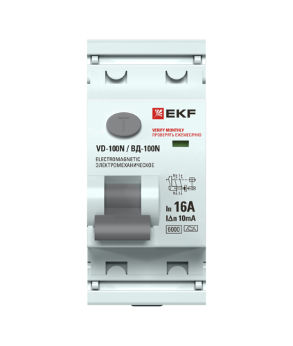 Выключатель дифференциального тока 2п 16А 10мА тип A 6кА ВД-100N электромех. PROxima EKF E1026MA1610 фото 3