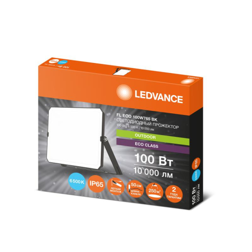 Прожектор светодиодный СДО FL ECO 100W 765 G4 уличный матов. стекло алюм. черн. LEDVANCE 4099854400179 фото 3 Прожектор светодиодный СДО FL ECO 100W 765 G4 уличный матов. стекло алюм. черн. LEDVANCE 4099854400179 фото 3