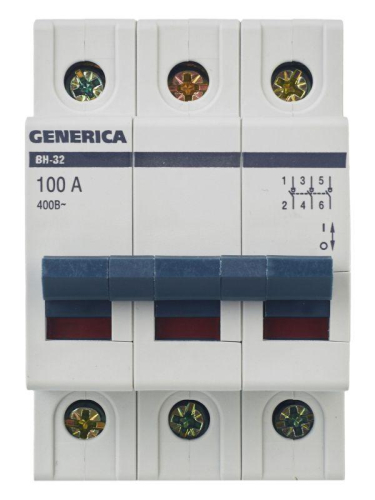 Выключатель нагрузки (мини-рубильник) 3п 100А ВН-32 GENERICA MNV15-3-100 фото 3