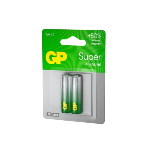 Элемент питания алкалиновый AA/LR6 1.5В Super Alkaline G-Tech 15AA21-2CRSBC2 20/160 (блист.2шт) GP 1223 фото 3