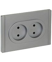 Розетка 2-м СП FORTE&PIANO FP525 10А без заземл. защ. шторки безвинт. крепл. сталь IEK FP-R23-10-1-K46
