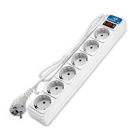 Удлинитель с сетевым фильтром 6х5м с заземл 10А IP20 2.2кВт ПВС 3х1 с выкл. бел. DOMTOK 2517