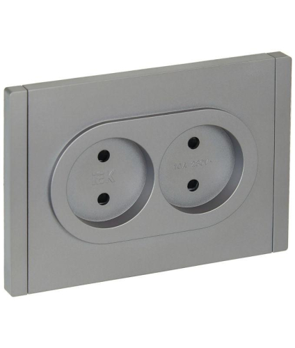 Розетка 2-м СП FORTE&PIANO FP525 10А без заземл. защ. шторки безвинт. крепл. сталь IEK FP-R23-10-1-K46