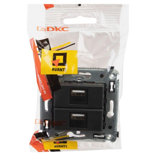 Устройство зарядное USB СП Avanti "Черный матовый" DKC 4412543 фото 2