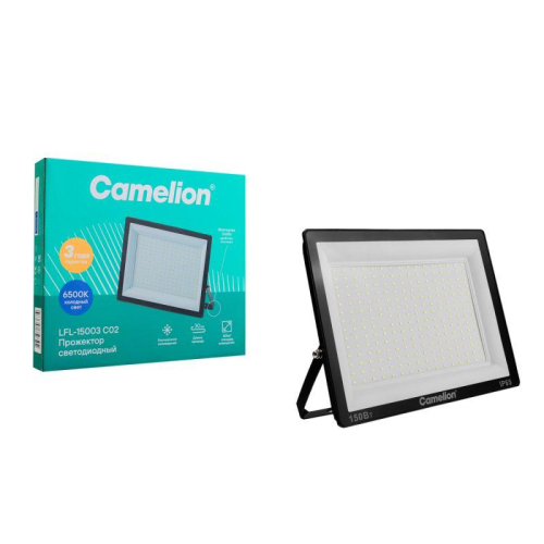 Прожектор светодиодный LFL-15003 C02 LED SMD 150Вт IP65 6500К 15000лм 230В 300х252х34 черн. Camelion 16329 фото 2 Прожектор светодиодный LFL-15003 C02 LED SMD 150Вт IP65 6500К 15000лм 230В 300х252х34 черн. Camelion 16329 фото 2