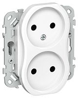 Розетка 2-м СП FLITE РС02-1-ФлБ 10А без заземл. без защ. шторок безвинтовое крепление механизм бел. IEK FI-R20-10-1-K01