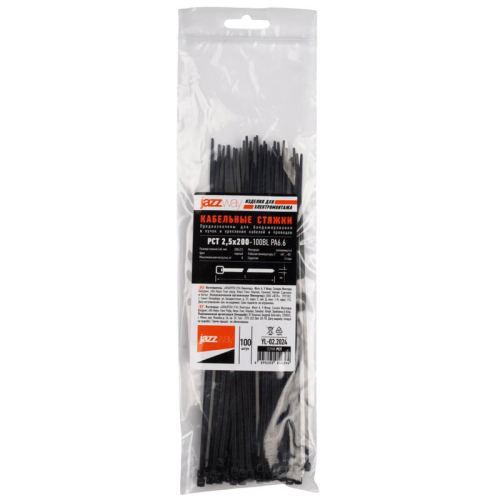 Хомут кабельный (стяжка) PCT 2.5х200-100BL 2.5х200 PA6.6 черн. (уп.100шт) JazzWay 5054394 фото 4 Хомут кабельный (стяжка) PCT 2.5х200-100BL 2.5х200 PA6.6 черн. (уп.100шт) JazzWay 5054394 фото 4