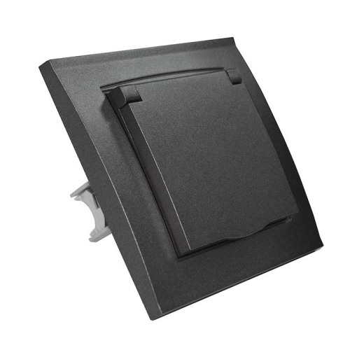 Розетка 1-м СП Бриллиант 16А IP20 с заземл. с крышкой в сборе графит Universal 7947649-Gr фото 2