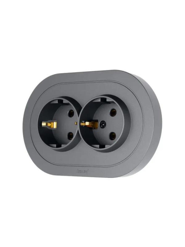 Розетка 2-м СП OSEN с заземл. ПБТ круглая механизм сер. матов. LEZARD 744-7400-127B фото 2 Розетка 2-м СП OSEN с заземл. ПБТ круглая механизм сер. матов. LEZARD 744-7400-127B фото 2