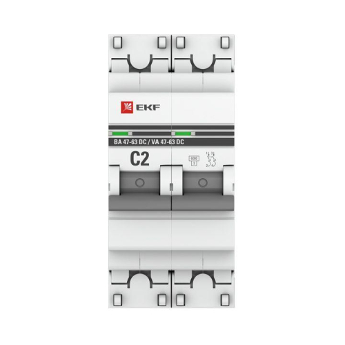 Выключатель автоматический модульный 2п C 2А 6кА ВА 47-63 DC PROxima EKF mcb4763-DC-2-02C-pro фото 2