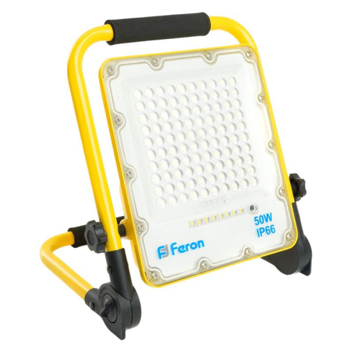 Прожектор светодиодный LL-951 50Вт 6400К IP66 10А.ч 18650 переносной с зарядным устройством FERON 48676
