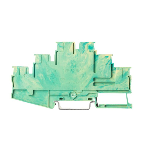 Клемма заземления трехуровневая зажим push-in 6 точек подключения 2.5кв.мм DKC VPR-2.5-3L-PE-YG фото 2