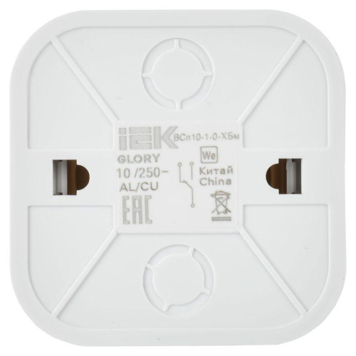 Выключатель проходной 1-кл. ОП GLORY ВСп10-1-0-ХБм 10А бел. матов. IEK EVH12-K01M-10 фото 3