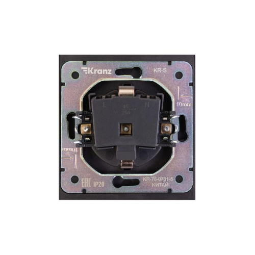 Розетка 1-м СП STRONG MIELE 16А с заземл. защ. шторки антрацит Kranz KR-78-0701-5 фото 3