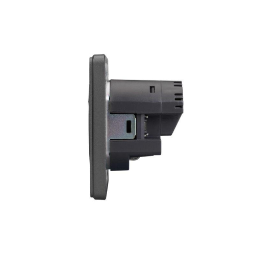 Розетка 1-м СП ROUND MIELE 16А с заземл. защ. шторки с USB A+C быстрой зарядки 5В/3А титан Kranz KR-78-0704-2 фото 2