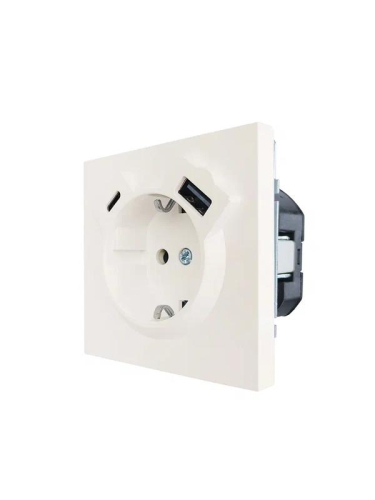 Розетка 1-мест. с/з Type-C+USB разъем СП ZIMA IP20 слон. кость LEZARD 704-9088-181TC фото 3