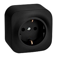 Розетка 1-м ОП Quteo 16А IP20 2P+E с заземл. без защ. шторок черн. матов. IEK 782472