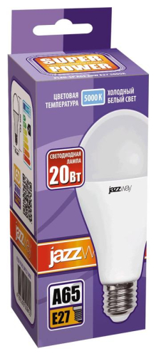 Лампа светодиодная PLED-SP 20Вт A60 5000К холод. бел. E27 JazzWay 5009462A фото 2 Лампа светодиодная PLED-SP 20Вт A60 5000К холод. бел. E27 JazzWay 5009462A фото 2