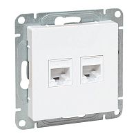 Розетка компьютерная 2-м СП Эпика RJ45 кат.5 механизм бел. EKF UP1-SOW-2RJ45-5