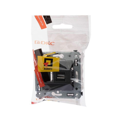 Розетка USB 2.0 1-м СП Avanti "Черный матовый" тип А-А DKC 4412403 фото 3