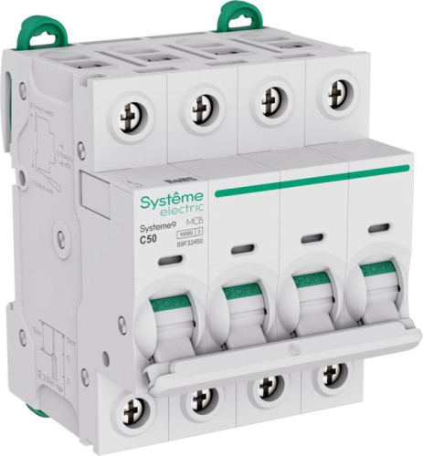 Выключатель автоматический 4п C 50А 10кА Systeme9 400В SE S9F32450