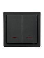 Выключатель 2-кл. ОП LETO 10А IP20 с индикацией черн. бархат LEZARD 752-4200-112