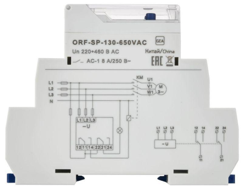 Реле фаз ORF-SP 3ф. 2 конт. 130-650В AC ONI ORF-SP-130-650VAC фото 3