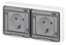 Розетка Эксперт 11-2524-01 2х2P+E гориз. IP55 шторки 16А-250В СУ бел. Эра Б0063254