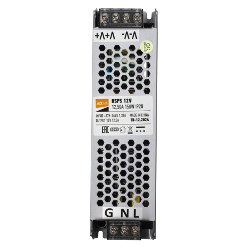 Блок питания для светодиод. ленты BSPS 150Вт 12.5А 12В IP20 метал. JazzWay 5024397 Блок питания для светодиод. ленты BSPS 150Вт 12.5А 12В IP20 метал. JazzWay 5024397