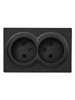 Розетка 2-м ОП LETO без заземл. закрытый корпус ПБТ черн. бархат LEZARD 752-4200-128B