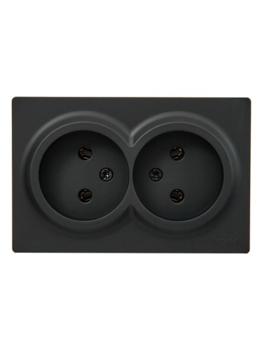 Розетка 2-м ОП LETO без заземл. закрытый корпус ПБТ черн. бархат LEZARD 752-4200-128B Розетка 2-м ОП LETO без заземл. закрытый корпус ПБТ черн. бархат LEZARD 752-4200-128B