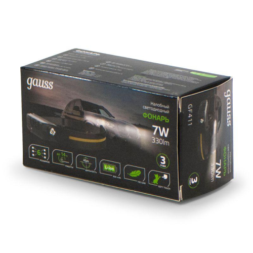 Фонарь аккумуляторный налобный GFL411 7Вт 330лм Li-ion 800мА.ч LED GAUSS GF411 фото 4