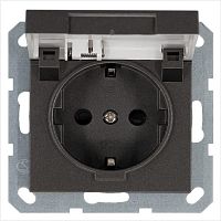Розетка 1-м Shuko 16А IP20 с заземл. защ. шторки с крышкой механизм мокко Jasmart G5505Z