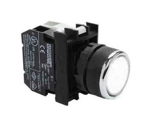 Кнопка с подсветкой-светодиод (1HO) 12-30В перем. и пост. тока бел. EMAS B150DB Кнопка с подсветкой-светодиод (1HO) 12-30В перем. и пост. тока бел. EMAS B150DB