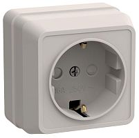 Розетка 1-м ОП Октава РСш20-3-ОКм 16А IP20 с заземл. защ. шторки крем. GENERICA ERO14-K33-16-DC